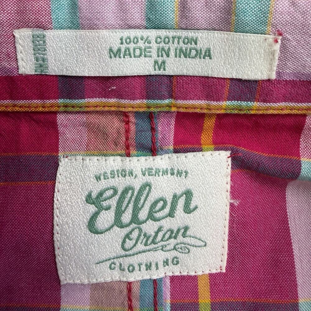 Ellen Orton Plaid Shirt Dress Pink M 74233 Preppy Prep Coastal Beach Colorful - Picture 10 of 13